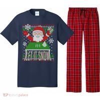 Funny X-Mas Let It Snow Santa Ugly Christmas Sweater Pajama Set thumb 0