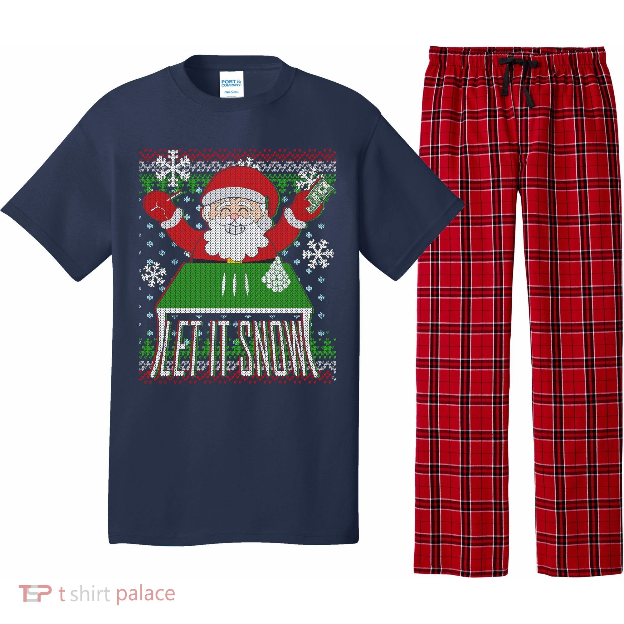 Funny X-Mas Let It Snow Santa Ugly Christmas Sweater Pajama Set