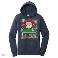 Funny X-Mas Let It Snow Santa Ugly Christmas Sweater Women's Hoodie thumb 0