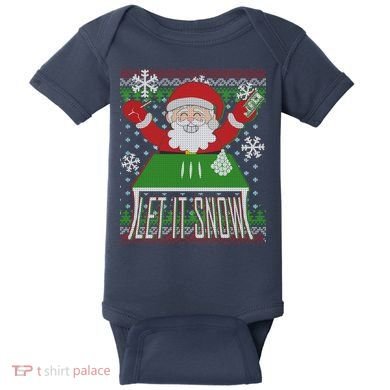 Funny X-Mas Let It Snow Santa Ugly Christmas Sweater Baby Bodysuit