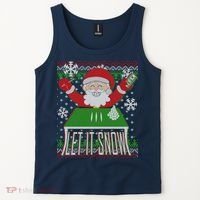 Funny X-Mas Let It Snow Santa Ugly Christmas Sweater Tank Top thumb 2