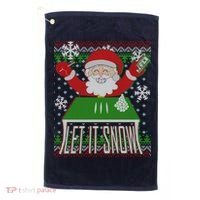 Funny X-Mas Let It Snow Santa Ugly Christmas Sweater Golf Towel thumb 0