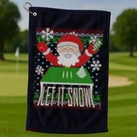 Funny X-Mas Let It Snow Santa Ugly Christmas Sweater Golf Towel thumb 1