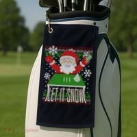 Funny X-Mas Let It Snow Santa Ugly Christmas Sweater Golf Towel thumb 2