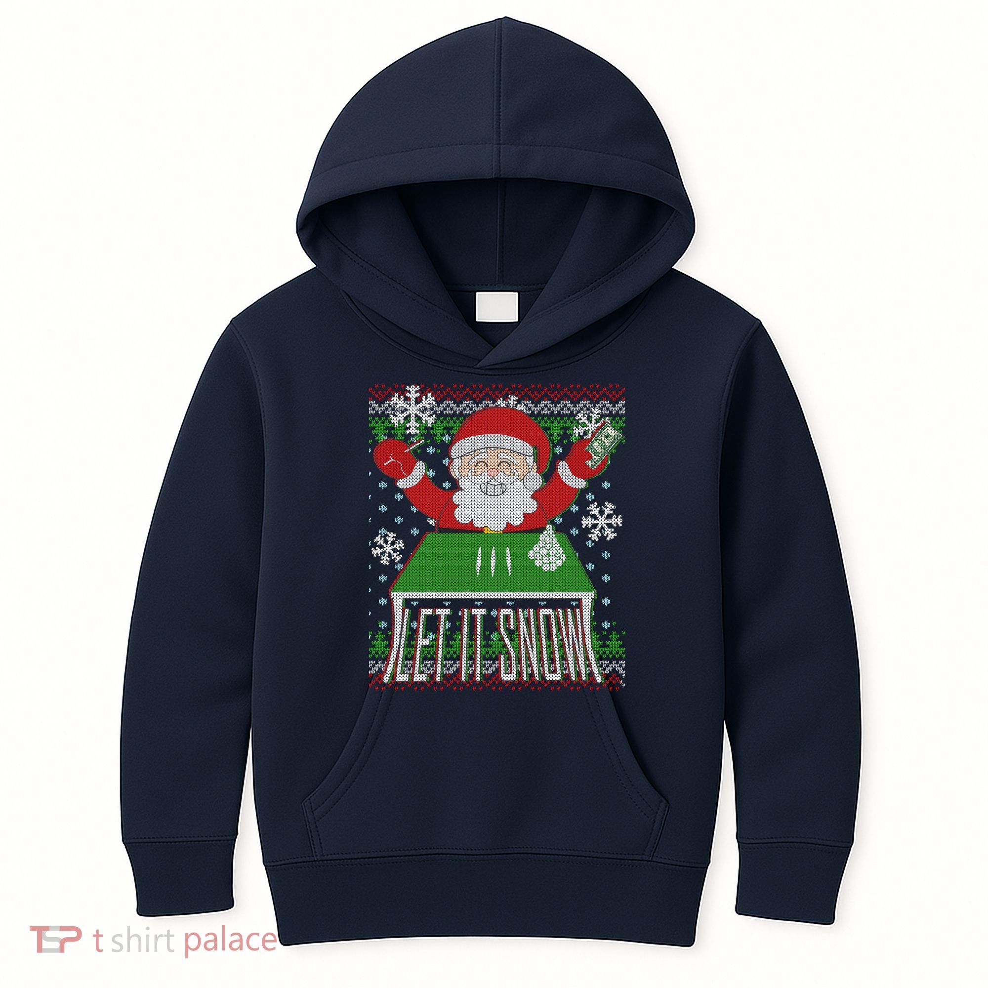Funny X-Mas Let It Snow Santa Ugly Christmas Sweater Kids Hoodie