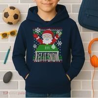 Funny X-Mas Let It Snow Santa Ugly Christmas Sweater Kids Hoodie thumb 2