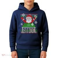Funny X-Mas Let It Snow Santa Ugly Christmas Sweater Kids Hoodie thumb 4