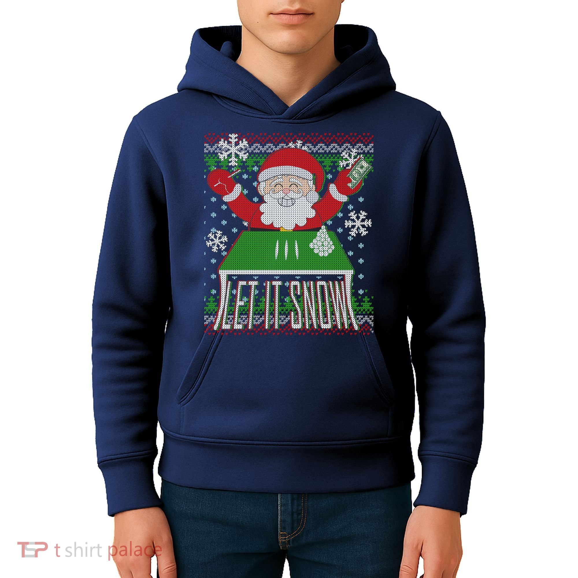Funny X-Mas Let It Snow Santa Ugly Christmas Sweater Kids Hoodie