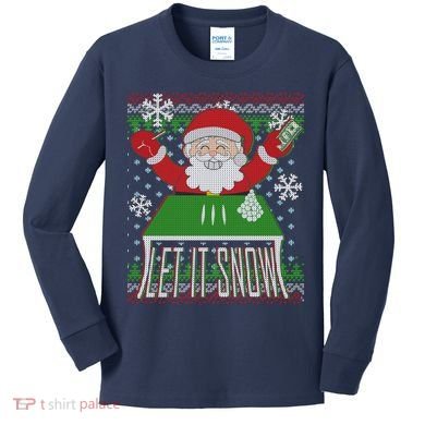 Funny X-Mas Let It Snow Santa Ugly Christmas Sweater Kids Long Sleeve Shirt