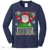 Funny X-Mas Let It Snow Santa Ugly Christmas Sweater Kids Long Sleeve Shirt thumb 0