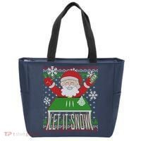Funny X-Mas Let It Snow Santa Ugly Christmas Sweater Tote Bag thumb 0