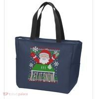 Funny X-Mas Let It Snow Santa Ugly Christmas Sweater Tote Bag thumb 3