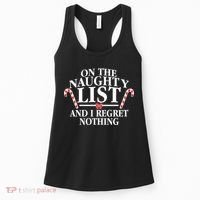 Funny X-Mas On the Naughty List I Regret Nothing Women's Tank Top thumb 0