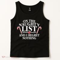 Funny X-Mas On the Naughty List I Regret Nothing Tank Top thumb 2