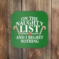 Funny X-Mas On the Naughty List I Regret Nothing Coaster thumb 0
