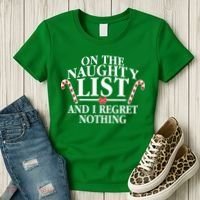 Funny X-Mas On the Naughty List I Regret Nothing Women's T-Shirt thumb 3