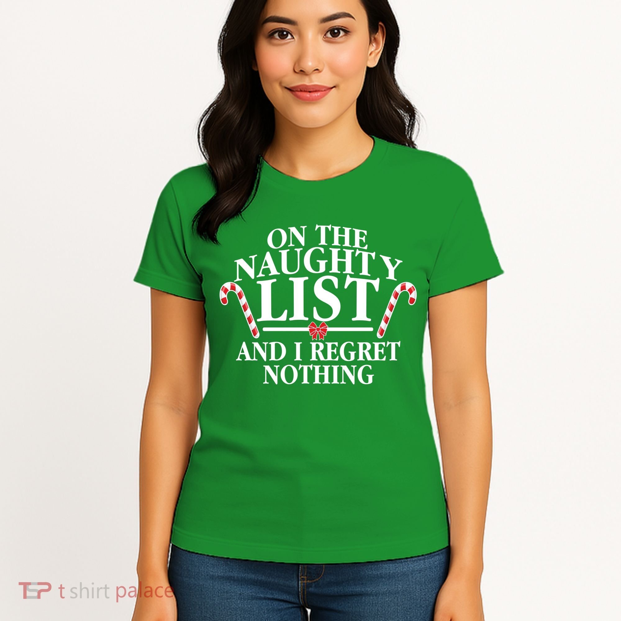 Funny X-Mas On the Naughty List I Regret Nothing Women's T-Shirt