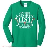 Funny X-Mas On the Naughty List I Regret Nothing Kids Long Sleeve Shirt thumb 0