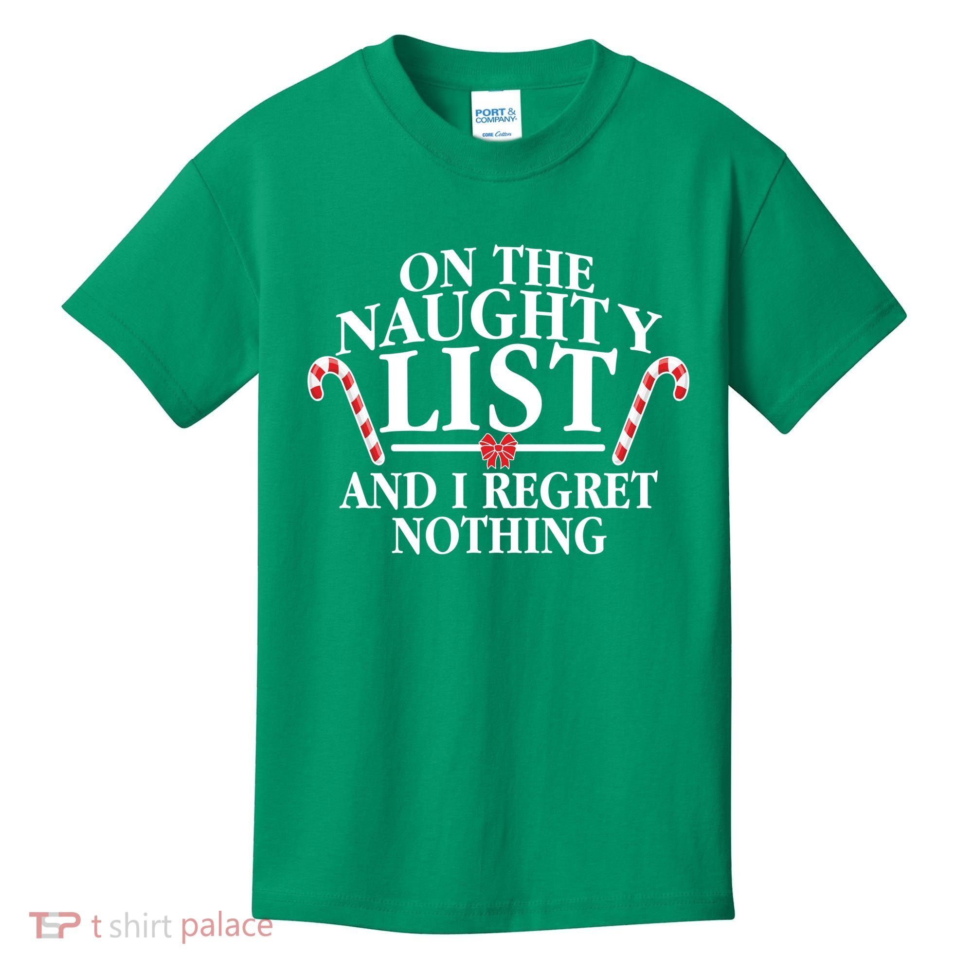 Funny X-Mas On the Naughty List I Regret Nothing Kids T-Shirt