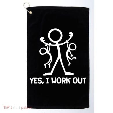 Funny Yes I Work Out Parents and Kids Golf Towel
