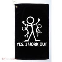 Funny Yes I Work Out Parents and Kids Golf Towel thumb 0