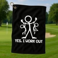 Funny Yes I Work Out Parents and Kids Golf Towel thumb 1