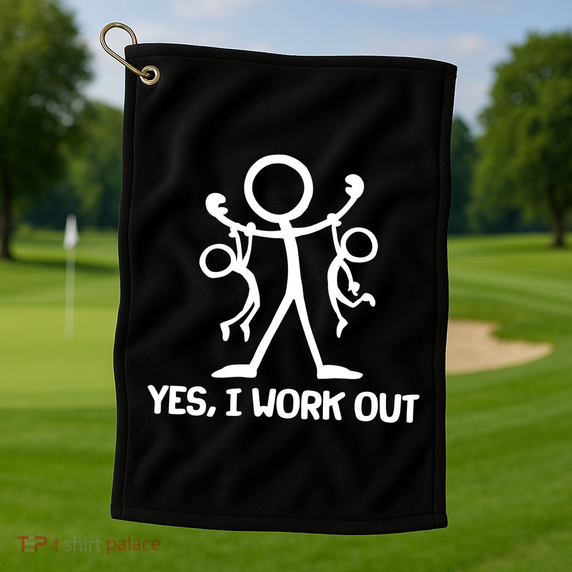 Funny Yes I Work Out Parents and Kids Golf Towel