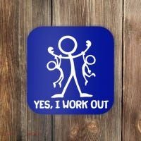 Funny Yes I Work Out Parents and Kids Coaster thumb 0
