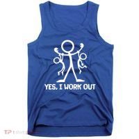 Funny Yes I Work Out Parents and Kids Tank Top thumb 0