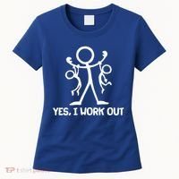 Funny Yes I Work Out Parents and Kids Women's T-Shirt thumb 0