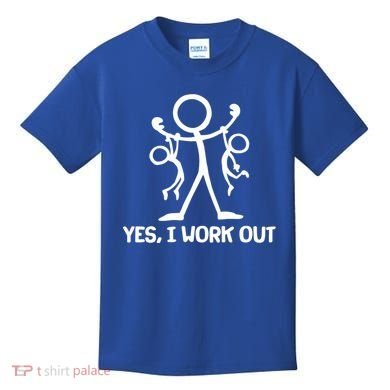 Funny Yes I Work Out Parents and Kids Kids T-Shirt