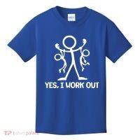 Funny Yes I Work Out Parents and Kids Kids T-Shirt thumb 0
