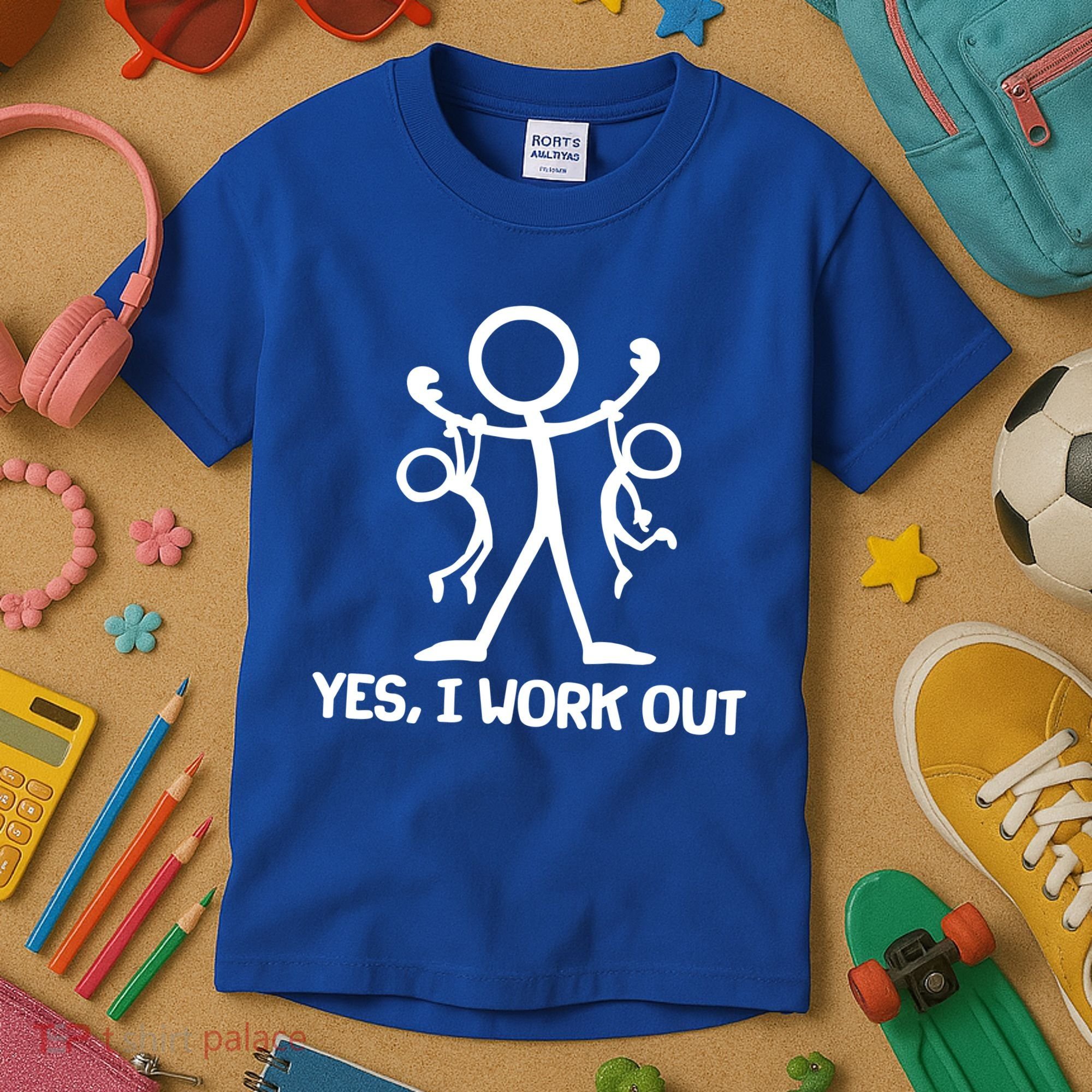 Funny Yes I Work Out Parents and Kids Kids T-Shirt
