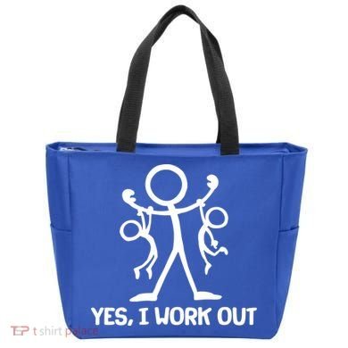 Funny Yes I Work Out Parents and Kids Tote Bag