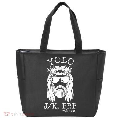 Funny Yolo J/K BRB Jesus Resurrection  Tote Bag