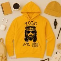 Funny Yolo J/K BRB Jesus Resurrection  Hoodie thumb 3