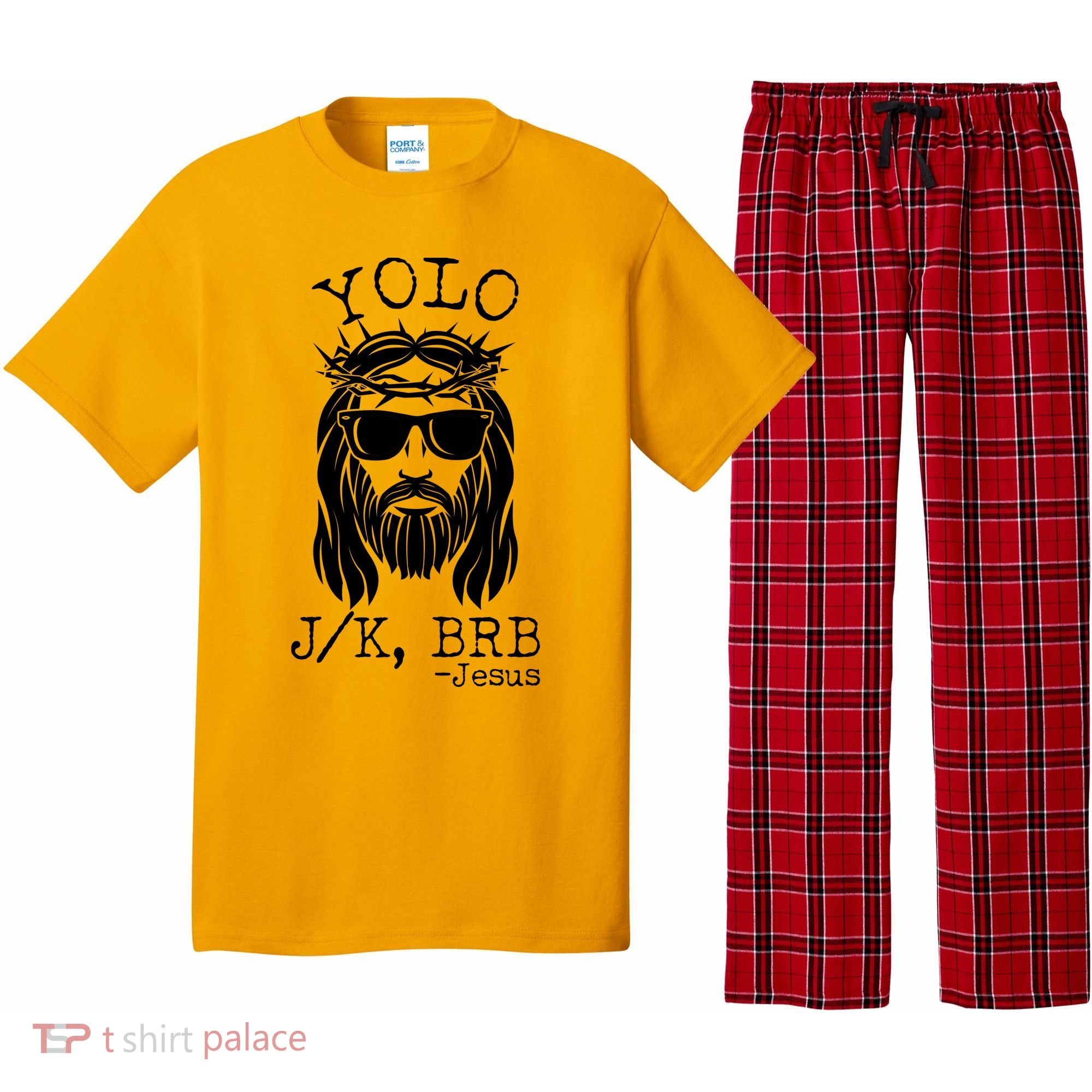 Funny Yolo J/K BRB Jesus Resurrection  Pajama Set
