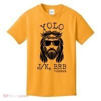 Funny Yolo J/K BRB Jesus Resurrection  Kids T-Shirt thumb 0