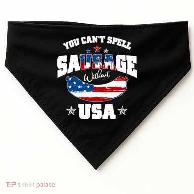 Funny You Can't Spell Sausage Without USA USA-Made Doggie Bandana