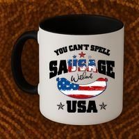 Funny You Can't Spell Sausage Without USA Coffee Mug thumb 2