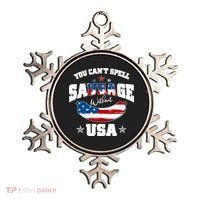 Funny You Can't Spell Sausage Without USA Ornament thumb 0
