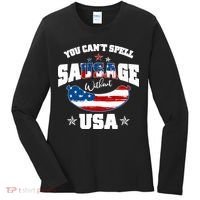 Funny You Can't Spell Sausage Without USA Women's Long Sleeve Shirt thumb 0