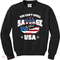 Funny You Can't Spell Sausage Without USA Kids Sweatshirt thumb 0
