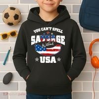 Funny You Can't Spell Sausage Without USA Kids Hoodie thumb 2