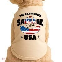Funny You Can't Spell Sausage Without USA Doggie Tank thumb 0