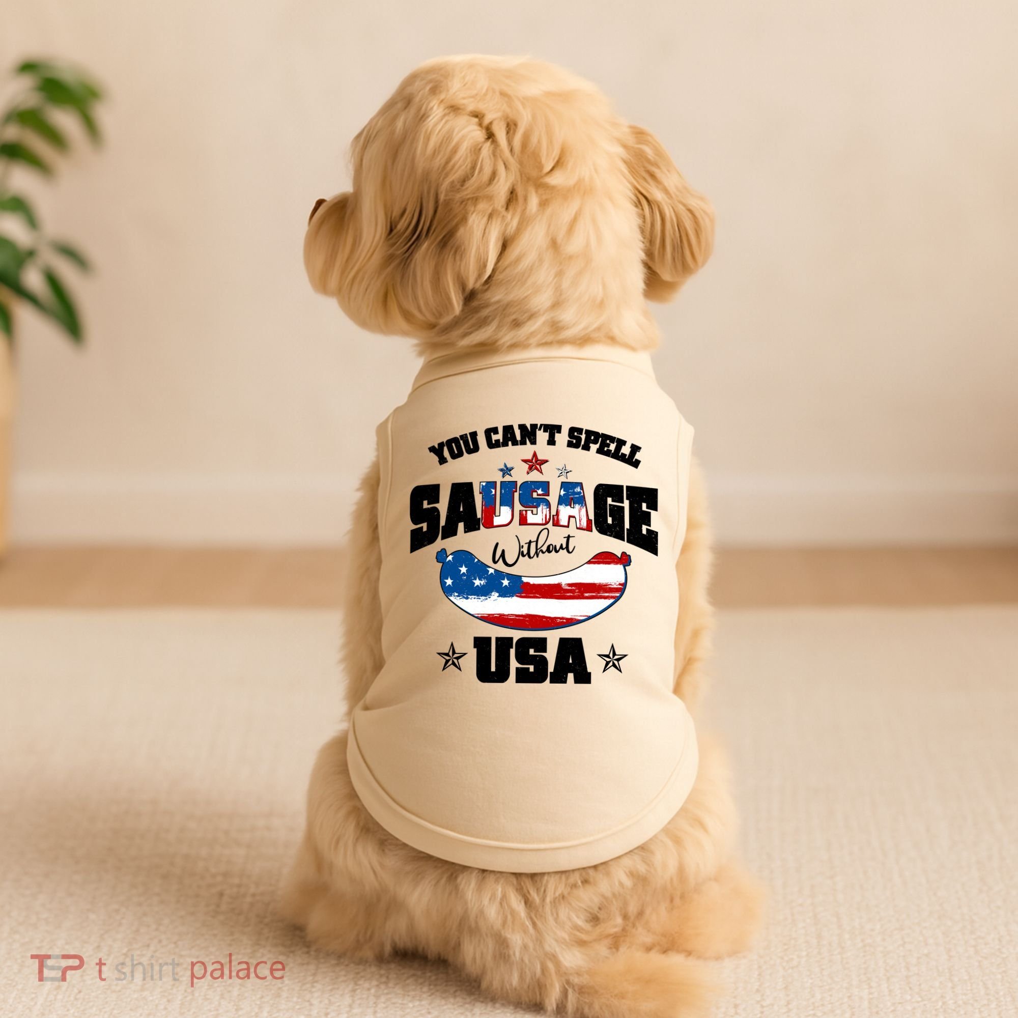 Funny You Can't Spell Sausage Without USA Doggie Tank