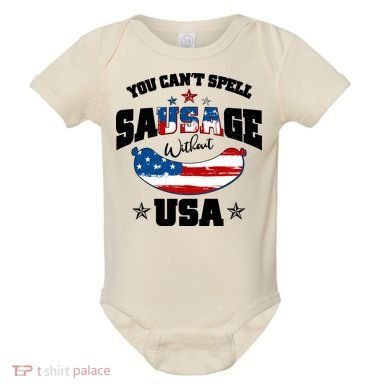 Funny You Can't Spell Sausage Without USA Baby Bodysuit