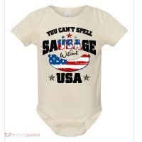 Funny You Can't Spell Sausage Without USA Baby Bodysuit thumb 0