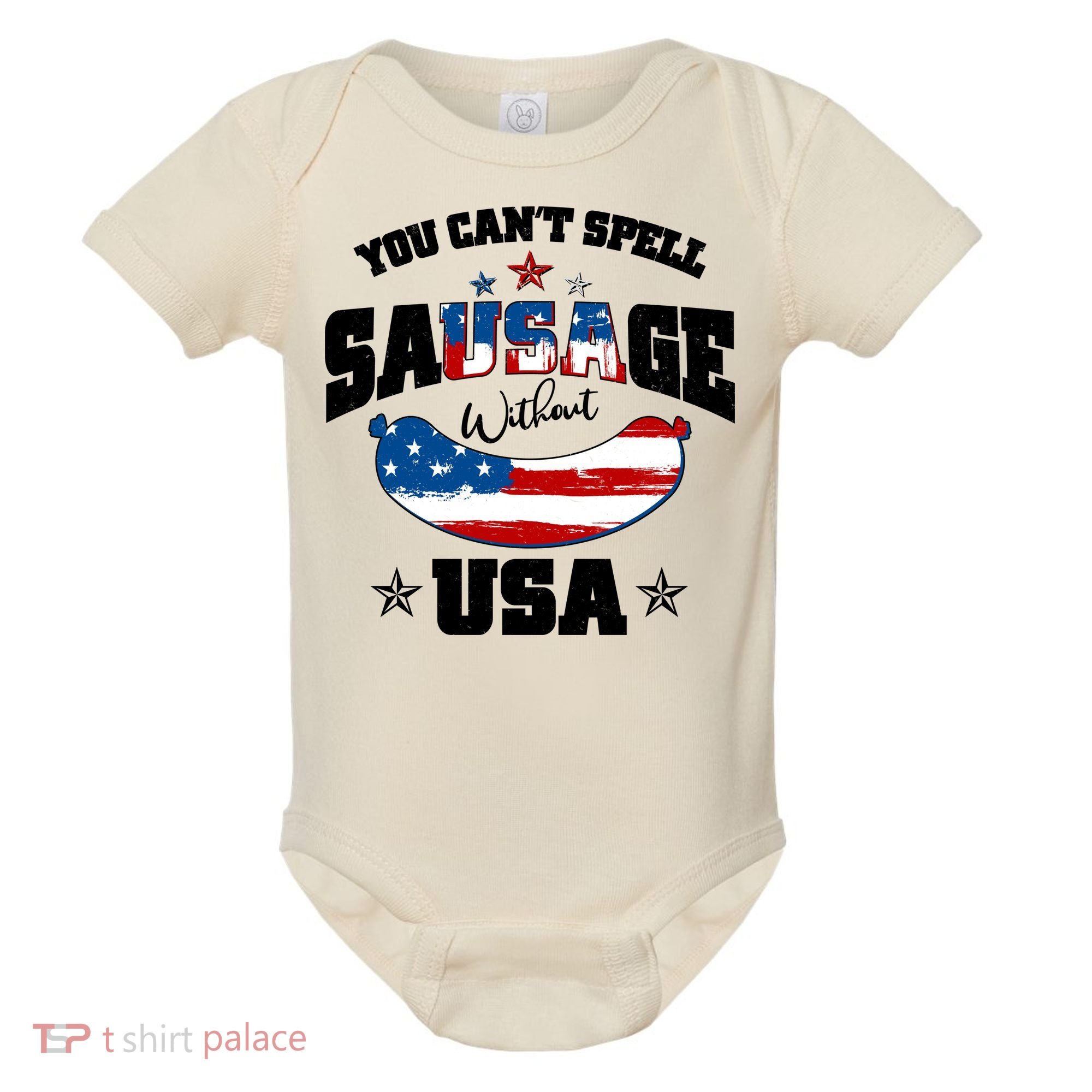 Funny You Can't Spell Sausage Without USA Baby Bodysuit