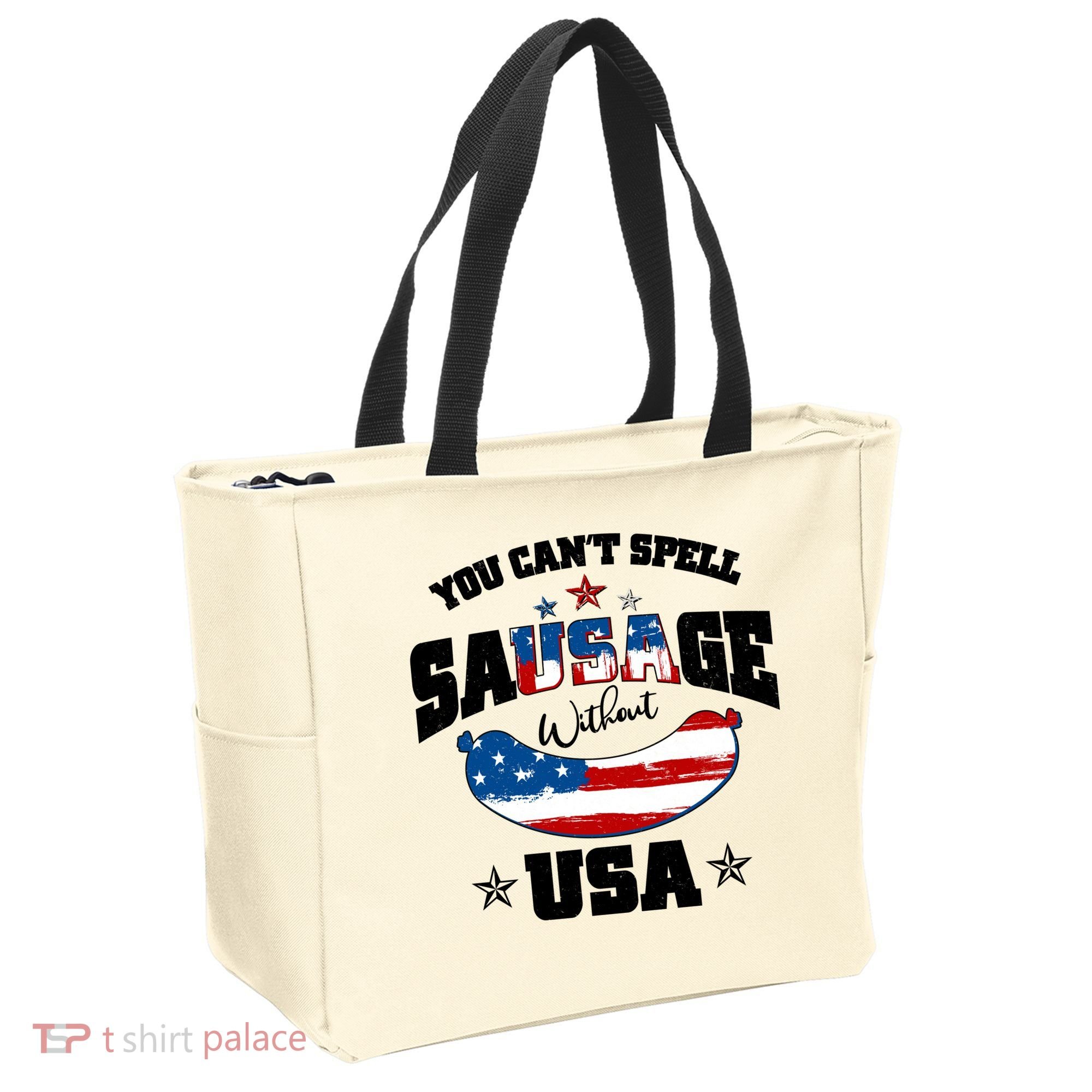 Funny You Can't Spell Sausage Without USA Tote Bag